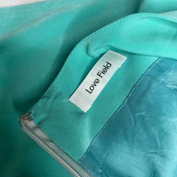 RETRO Y2K Teal Silk Dress Size Junior Medium - Picture 4 of 4